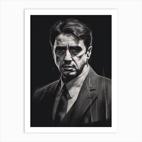 Gangster Art Michael Corleone The Transformation B&W 2 Art Print