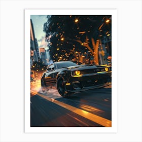 Speeding Car In The City Art Print