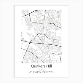 Quakers Hill,Australia Minimalist Map Art Print