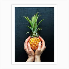 Pineapple — Food kitchen poster/blackboard, photo art 1 Art Print