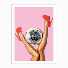 Red Heels And Disco Ball Funky Maximalist Art Print Art Print