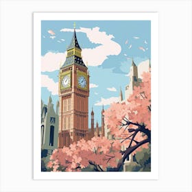 Big Ben, London   Cute Botanical Illustration Travel 11 Art Print