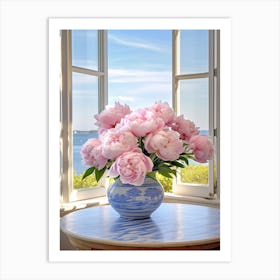 Graceful Gathering: Peony Vase Print Art Print