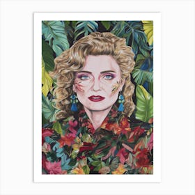 Floral Handpainted Portrait Of Princess Madonna 1 Poster