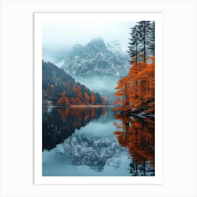 Autumn Trees In A Lake Art Print