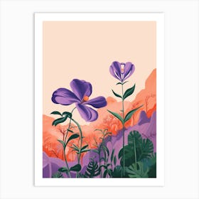 Boho Wildflower Painting Birds Foot Violet 1 Art Print