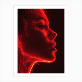 Glowing Enigma: Darkly Romantic 3D Portrait: Portrait Of A Woman 2 Art Print