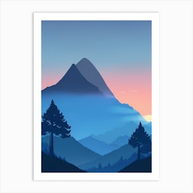 Misty Mountains Vertical Composition In Blue Tone 192 Art Print
