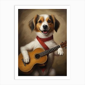 Beautiful Dog Playing Guitar Art Print