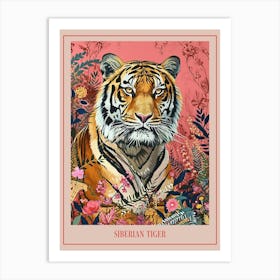 Floral Animal Painting Siberian Tiger 2 Poster Art Print