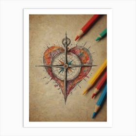 Heart Compass 3 Art Print