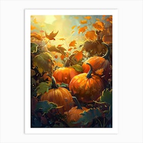 Pumpkins In The Field 2 Art Print