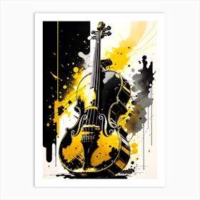 Violin In Black And Yellow Art Print