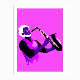 Jazzy Man Art Prints Illustration Purple Art Print