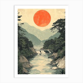 Sun Rising Over A River Art Print