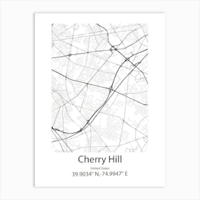 Cherry Hill Mall,United States Minimalist Map Art Print