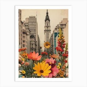 Buenos Aires   Floral Retro Collage Style 1 Art Print