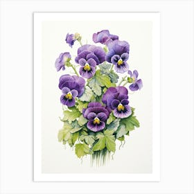 Pansies Flower Vintage Botanical 0 Art Print