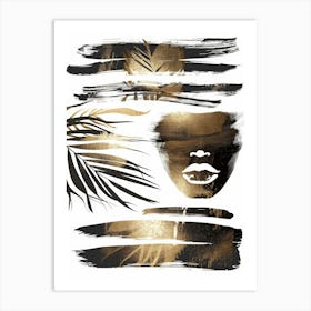 Gold And Black Brush Strokes Art Print