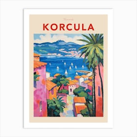 Korcula Croatia 2 Fauvist Travel Poster Art Print