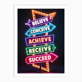 Neon Signs For Success Art Print