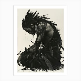 Whimsical Dark Feathers Man 10 Art Print