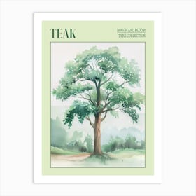 Teak Tree Atmospheric Watercolour Painting 4 Poster Art Print