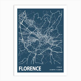 Florence Blueprint City Map 1 Art Print