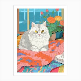 Cat On Crochet Bed 1 Art Print