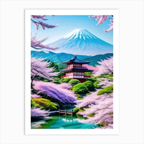 Mt Fuji Cherry Blossoms Mount Fuji Japan 7 Art Print