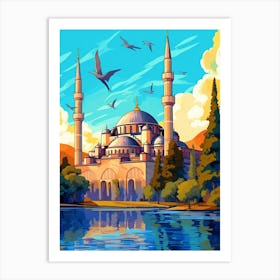 Blue Mosque Sultan Ahmed Mosque Pixel Art 1 Art Print