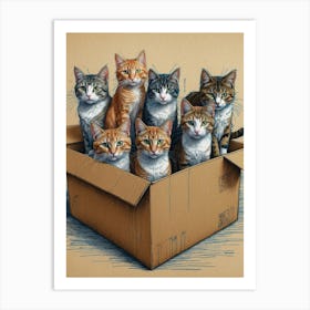 Cats In A Box Art Print