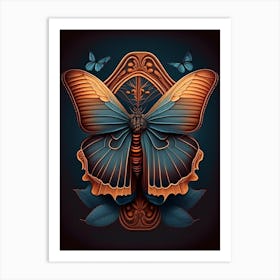 Gatekeeper Butterfly Retro Illustration 1 Art Print