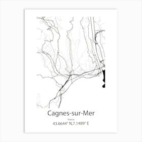 Cagnes Sur Mer,France Minimalist Map Art Print