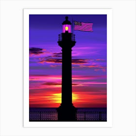 Lighthouse At Sunset 1 Art Print