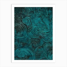 Swirls Teal Art Print