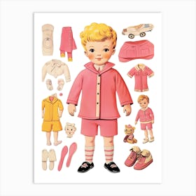 Vintage Paper Doll Boy Kitsch 6 Art Print