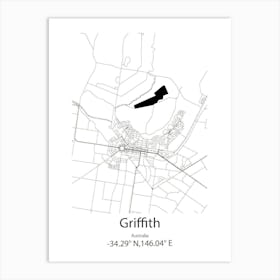 Griffith,Australia Minimalist Map Art Print