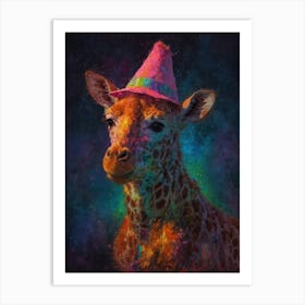 Giraffe In A Party Hat Art Print