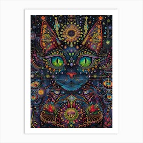 Psychedelic Cat 10 Art Print