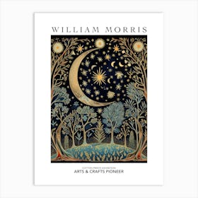 William Morris Print Night Forest Moon Poster Vintage Wall Art Textiles Art Vintage Poster Art Print