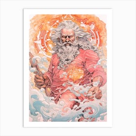  A Drawing Of Poseidon In The Style Of Neoclassical 6 Art Print
