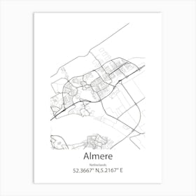 Almere,Netherlands Minimalist Map Art Print