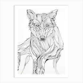 Wolf Drawing animal lines art Art Print