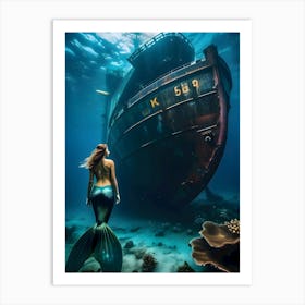 Mermaid Under The Sea-Reimagined 3 Art Print