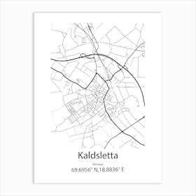 Kaldsletta,Norway Minimalist Map Art Print