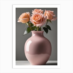 A Vase Of Pink Roses 104 Art Print