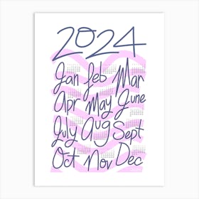 2024 Calendar in Graphic Bold Modern Purple Art Print