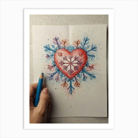 Snowflake Heart 3 Art Print