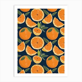 Juicy Oranges Navy Art Print